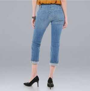 Simply Vera VeraWang Roll Cuff Capri Straight Denim Jeans Sz 4 Mid-Rise Med.Wash
